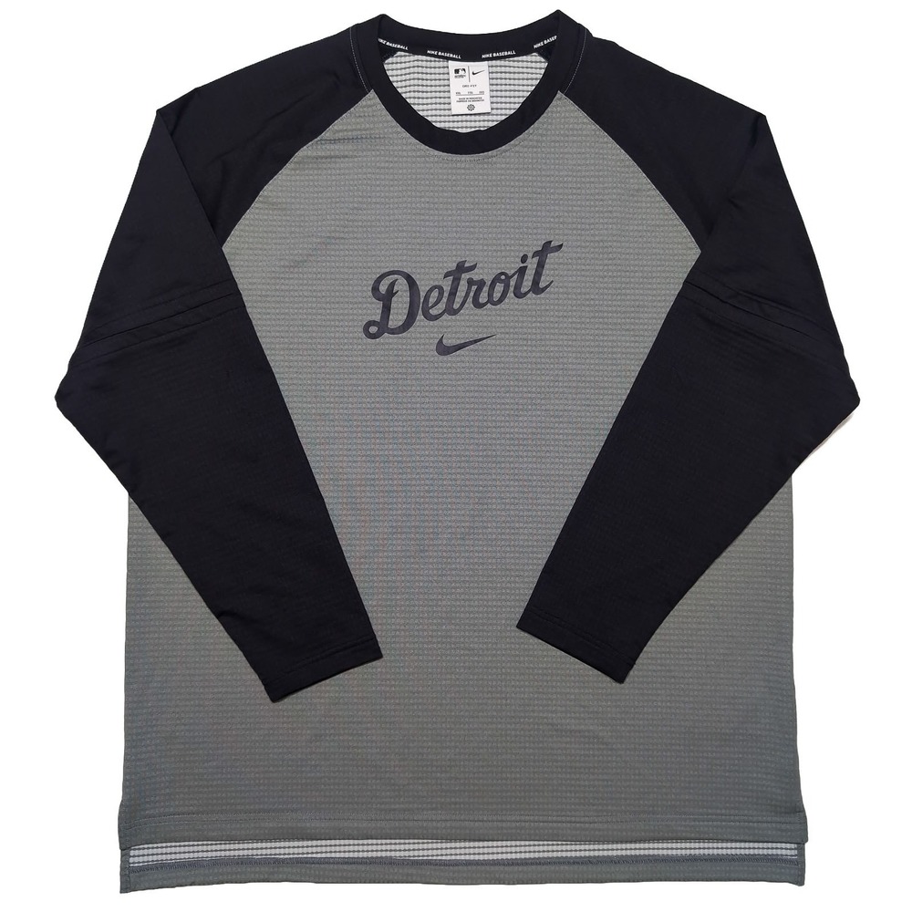 NIKE Detroit Tigers Long Sleeve Thermal Shirt MLB Team Issue XXL Waffle Knit